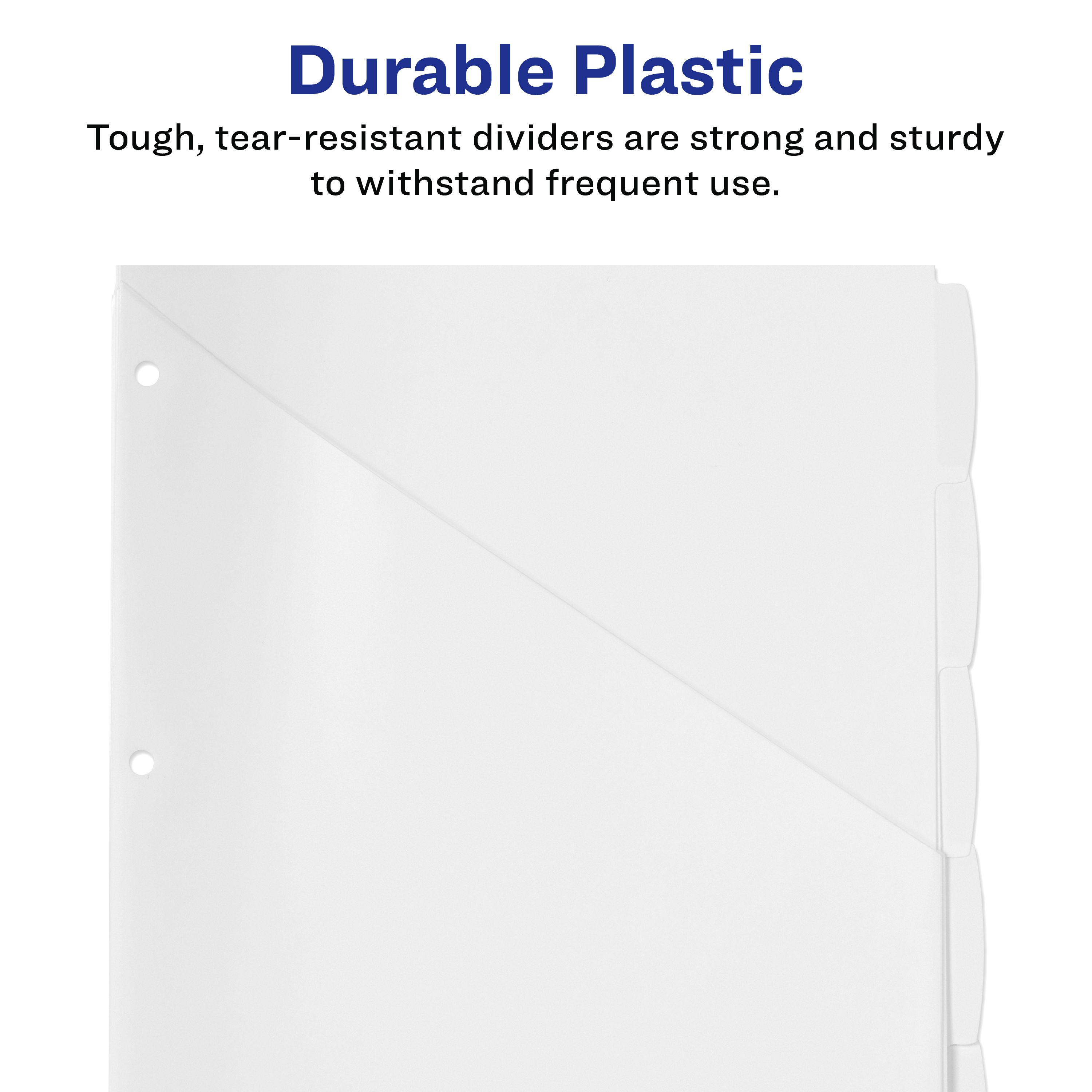Avery(R) Durable Plastic 5-Tab Write & Erase Dividers for 3 Ring
